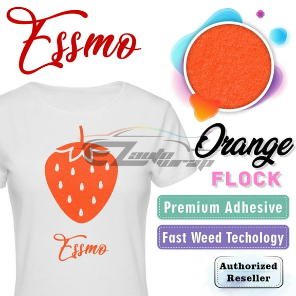 ESSMO Orange Flock Heat Transfer Vinyl HTV Sheet T-Shirt 20" Wide Iron On Heat Press DF18 20"x12"
