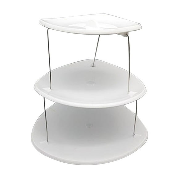 Space Efficient Cake Stand 3 Tier Folding Snack Rack for Easy Storage Space Maximization Sturdy Serving Tray Home Wedding Light Blue Triple Layer Carbon Steel Baking Pan for Roasting and Meal Prep