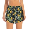 thumbnail image 2 of Xecao's Citrus Fruits Elegant Lemons for a double-layer running short for women, perfect for gym, tennis, and more, featuring a convenient pocket., 2 of 9
