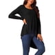 thumbnail image 4 of INSPIRAR CHIC Blusas de Manga Larga Irregulares de Mujer con Bajo Alto Casual Negros XL, 4 of 5