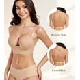 thumbnail image 3 of Exerin Women's Plunge Backless Bra Underwire Push Up Padded Multiway Low Back Bras(34B,Beige), 3 of 7