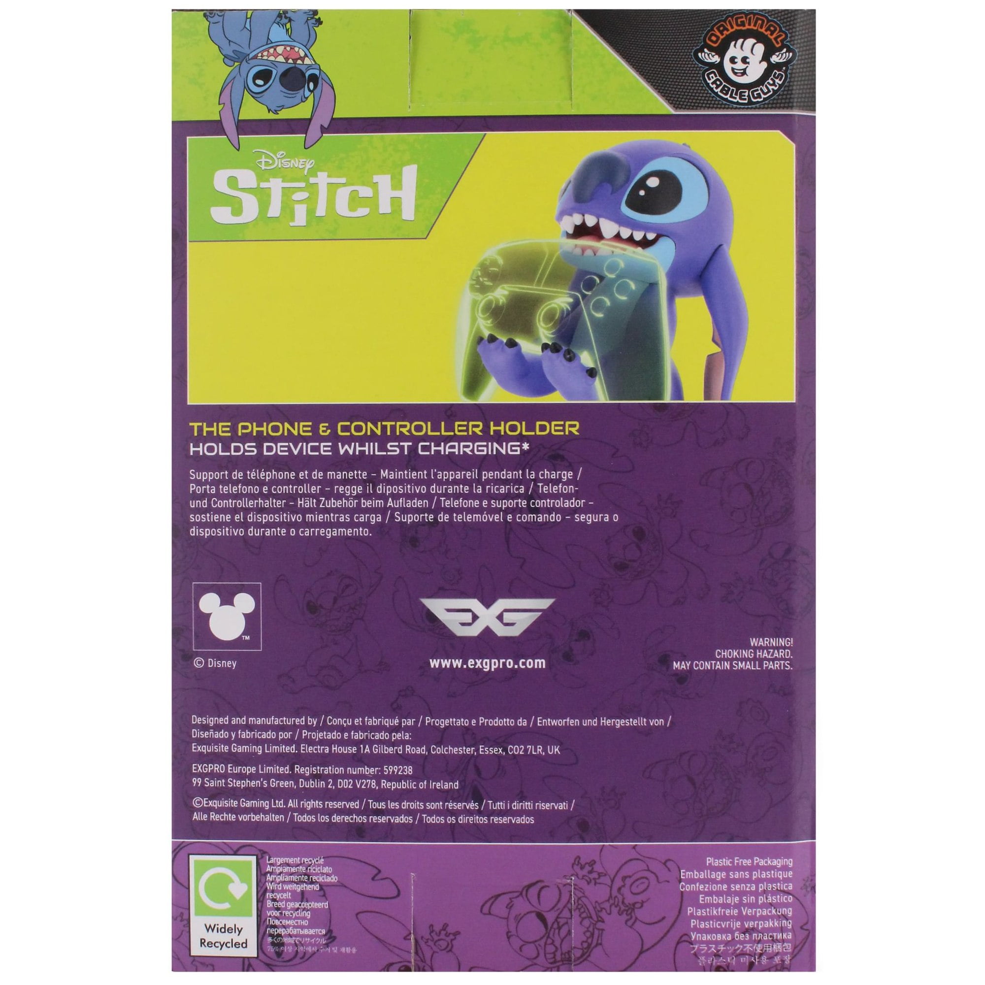 Exquisite Gaming: Lilo & Stitch: Smiley Stitch - Cable Guys Original Controller & Phone Holder, Collectible Device Stand, Officially Licensed Figure