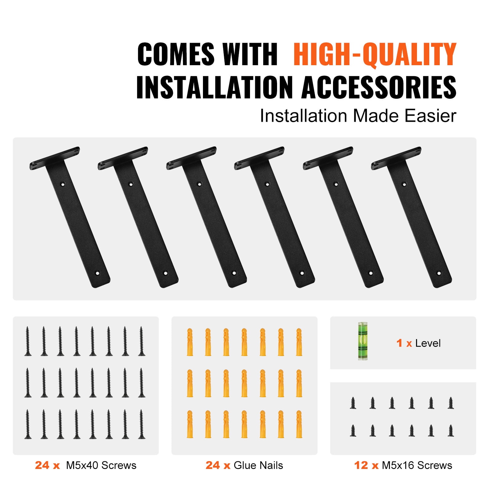 KFFKFF 10 x 4 x 1.6 Inch Shelf Bracket 6 Pcs Floating Shelf Bracket Heavy Duty