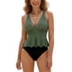 thumbnail image 1 of Traje de baño tankini dividido para mujer con forma de pecho fruncido, color sólido, sin espalda, traje de baño de dos piezas para mujer, trajes de baño tankini para mujer, traje de baño de 2 piezas p, 1 of 8