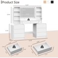 thumbnail image 2 of FANRAL Curved Wood Vanity with LED Frame Mirror,Built-in Power Outlet & 8 Drawers,Open Shelves Dressing Table with Large Storage for Bedroom,White Vanity, 2 of 9