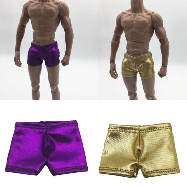ones Cortos de material cuero Sintético Modelo a 1/6 para de Acción de Y Paquete Dorado de 2 CUTICAT Ropa de figura masculina
