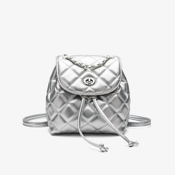 Small Backpack Purse for Women Leather Mini Backpack Convertible Designer Shoulder Bag Crossbody Purses(silvery)