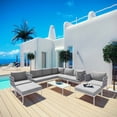 thumbnail image 2 of Modway Harmony 10 Piece Outdoor Patio Aluminum Sectional Sofa Set in White Gray, 2 of 4