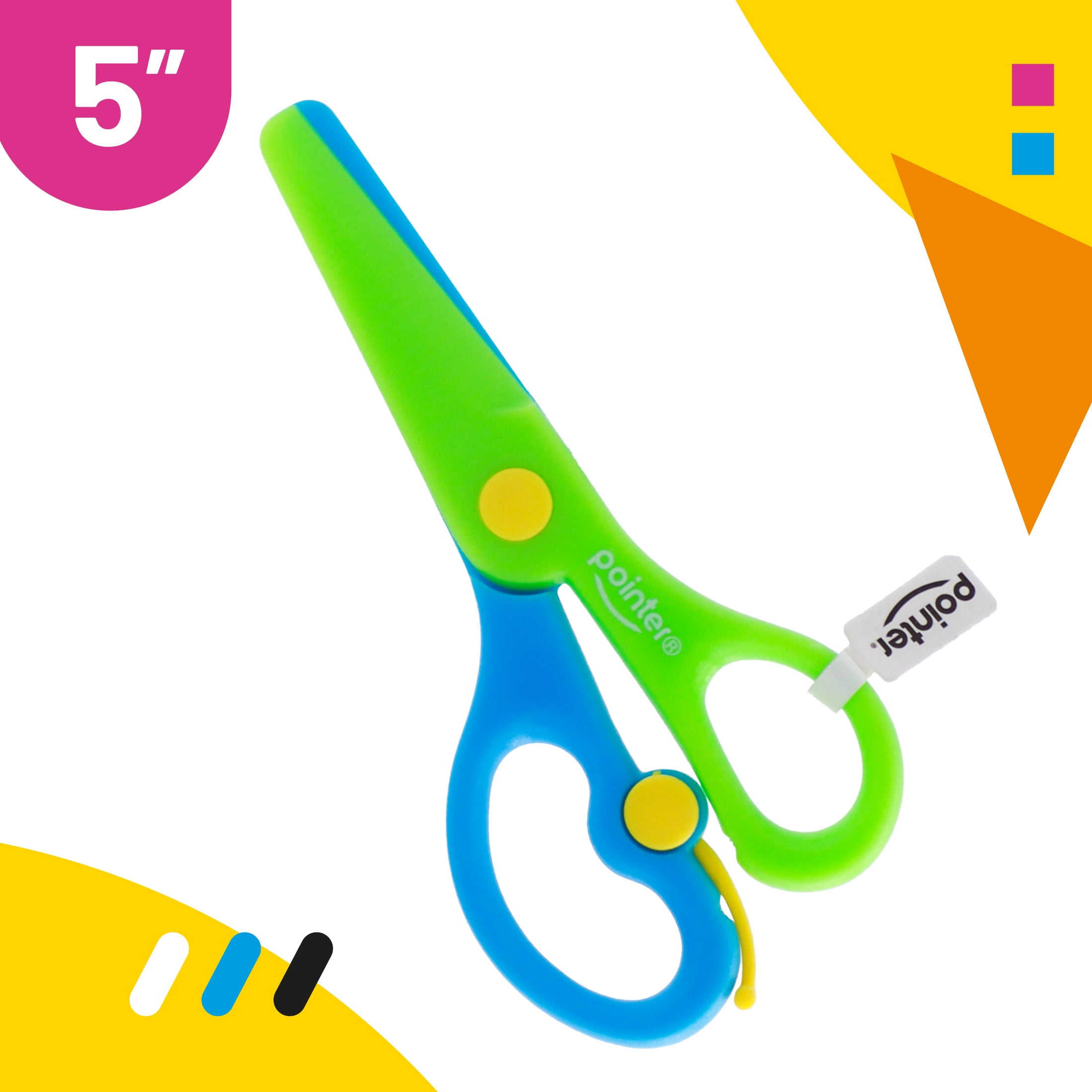 Pointer BlendColor Safety Scissors, 5 inch, Blunt Tip, ABS Plastic, Assorted Colors, 24 Count