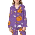 thumbnail image 5 of SJLDQY Halloween Pajamas for Girls Hallowmas Print Long Sleeve Shirts and Pants 2 Piece Loungewear Sets Casual Sleepwear Button Down Pj Sets, 5 of 5