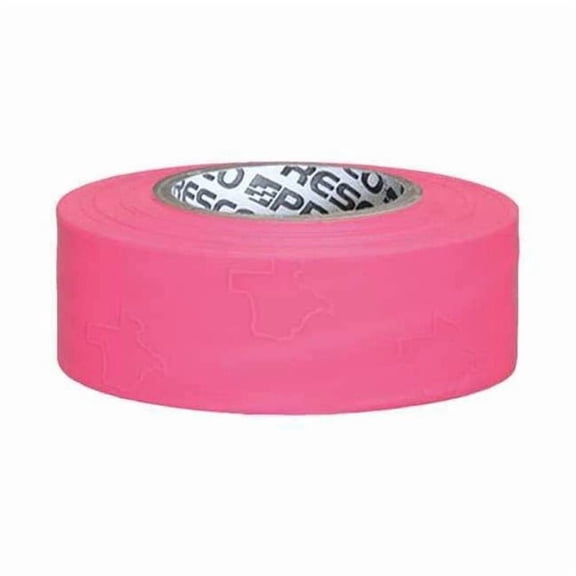 Flagging Tape, No Legend, Pink, 1 3/16 in Wide x 300 ft Length, Vinyl, 2 mil