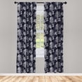thumbnail image 3 of Ambesonne Floral Curtains, Chrysanthemum Blooming, Pair of 28"x84", Indigo Pale Grey, 3 of 5