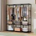 thumbnail image 3 of Portable Wardrobe Closet Storage Organizer Metal Hanging Rack Non-Woven Fabric 34 Inch Black, 3 of 6