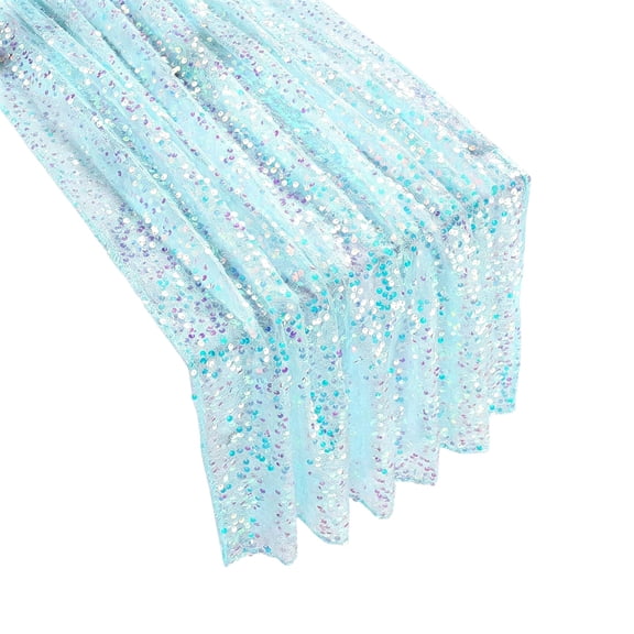 Holographic Sequin Table Runner, Sheer Glitter Mesh and Sparkly Table Decor for Birthday, Bridal Shower, Wedding Party