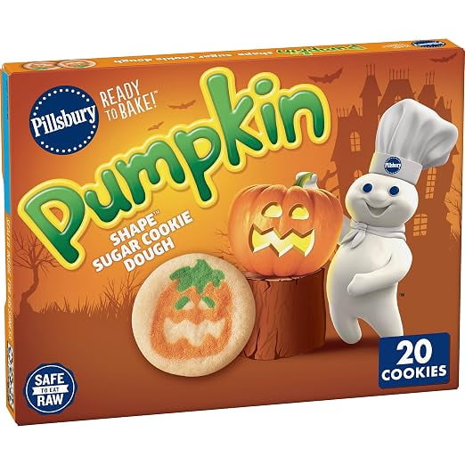 2 pack of Pillsbury Ready to Bake! Pumpkin Shape Sugar Cookie Dough, 20 Cookies, 9.1 oz