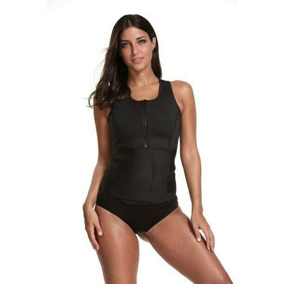 Shape Me Sauna Sweat Size 2XL Black 2 in 1 Tank Top with Adjustable Belt