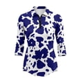 thumbnail image 2 of Uorisanigo Blue Cow Print Women's Golf Top Breathable Polyester Spandex Fabric Moisture Wicking Tennis Activewear Soft Stylish Outing Wear with Zipper 3/4 Sleeve Pullover Size 2XL, 2 of 7
