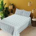 thumbnail image 2 of Ambesonne Art Deco Fitted & Flat Sheet with Sham 3 Pcs Set, Pale Blue Vintage Shells, Twin XL, Pale Blue and Sand Brown, 2 of 5
