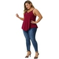 thumbnail image 3 of DARING DIVA Women's Plus Cami Tank Lace Front Sleeveless Tops 4X Burgundy, 3 of 6