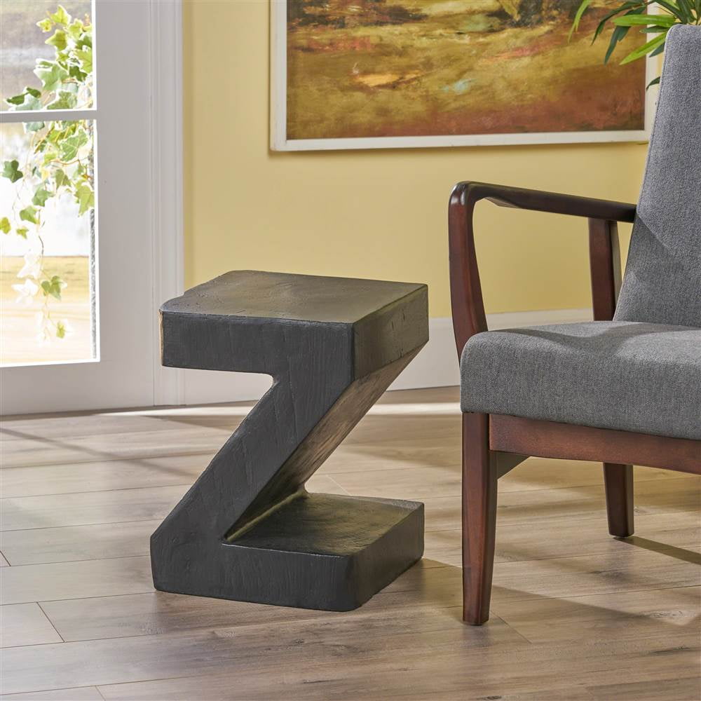16 in. Concrete Accent Table in Black