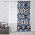 thumbnail image 3 of Orange Blue Semi Sheer Curtains Drapes for Living Room, Bedroom, French Doors Window 72 Inches Long, Morocco Boho Abstract Floral Ethnic Tribal Rod Pocket Chiffon Curtain Drapery Voile Drape Panel, 3 of 6