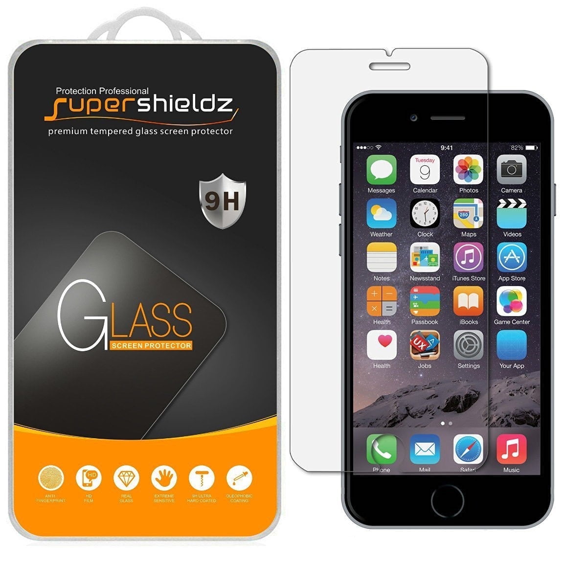 [1-Pack] Supershieldz for Apple iPhone 6 / 6S Tempered Glass Screen Protector, Anti-Scratch, Anti-Fingerprint, Bubble Free