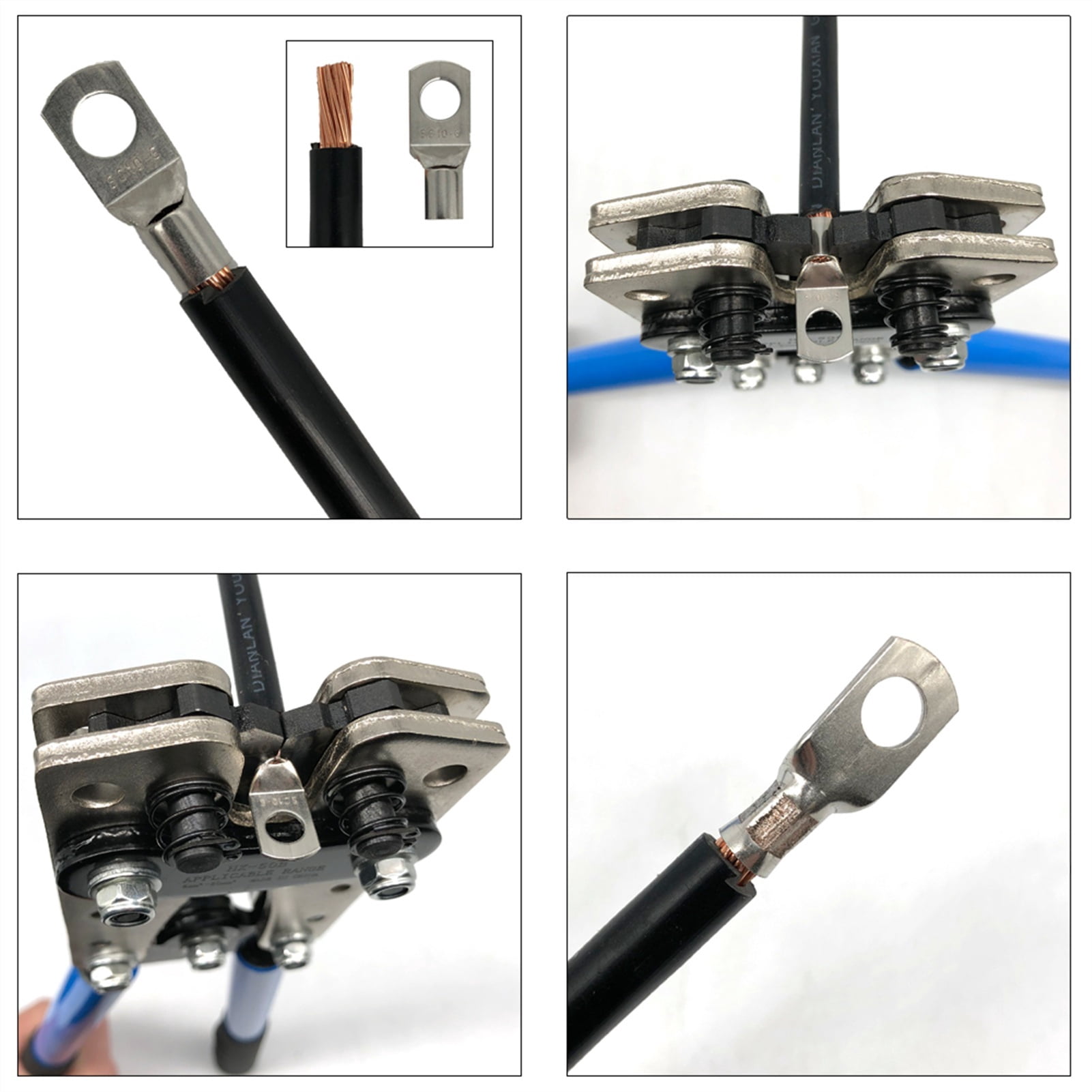 Cable Crimping Tool Kit Copper Ring Terminal Crimping Pliers HX-50B 6.0 - 50mm2 Automotive Battery Connector 60/100PCS BOX ,Built to Last