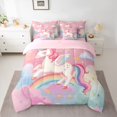 thumbnail image 2 of Castle Fairy Animal Magical Unicorn Twin Bedding Sets 7-Piece for Boys Girls,Dreamy Princess Bedding Comforter Set Microfiber,Kawaii Rainbow Stars Breathable Sheet Sets,Super Cozy Room Decor, 2 of 8