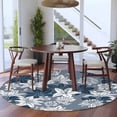 thumbnail image 3 of Round Area Rugs Collection 6 Ft, Blue White Flowers Non-Slip Residential Carpet, Country Vintage Botanical Floral Indoor Crawling Mats Runner Rugs for Living Room/Dining Room/Bedroom, 3 of 8