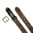 thumbnail image 3 of Two Tone Embossed Detailing Sanding Soft Hand Vintage Cowhide Leather Belt, 3 of 5