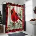 thumbnail image 4 of Christmas Cardinal Bathroom Shower Curtain Red Bird Berry Holly Bells Red Plaid Waterproof Washable Shower Curtains for Bathtub Bath Decor with Grommets and Hook 54 X 78 Inch, 4 of 8