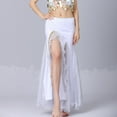 thumbnail image 2 of Ygbgbb Women's Sequin Slit Belly Dance Maxi Skirt Lightweight Flowy Chiffon Dance Skirt for Performance & Party & Belly Dance Costume White Free Size, 2 of 6