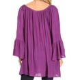 thumbnail image 2 of Sakkas Anna Casual Flowy Wide Neck 3/4 Sleeve Light Summer Boho Blouse Top - Purple - One Size Regular, 2 of 5