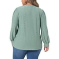 thumbnail image 3 of Agnes Orinda Plus Size Tops for Women Lace Petal V Neck Long Sleeve Shirts Eyelet Business Casual Blouses, 3 of 5