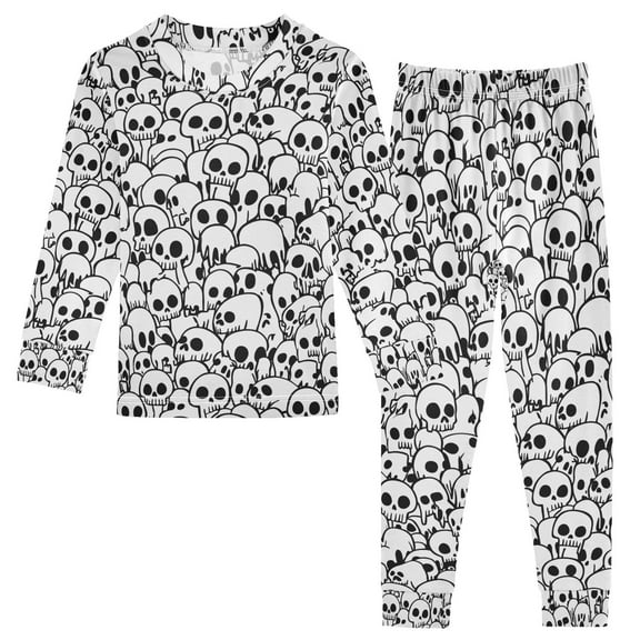 joogoo Skulls 2 Piece Long Sleeve Tee and Pants Cotton Pajama Set 5Y