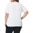 thumbnail image 3 of Agnes Orinda Women's Plus Size Easter Top Short Sleeve Crew Neck Cotton Linen Blouses Top t Shirt 1X White, 3 of 6