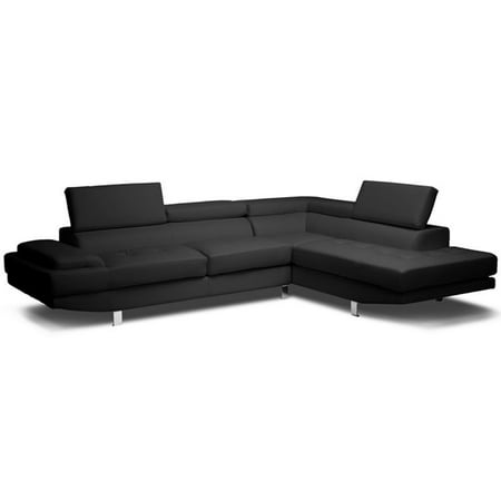 UPC 847321010383 product image for Baxton Studio Selma 2 Piece Leather Right Facing Sectional in Black | upcitemdb.com