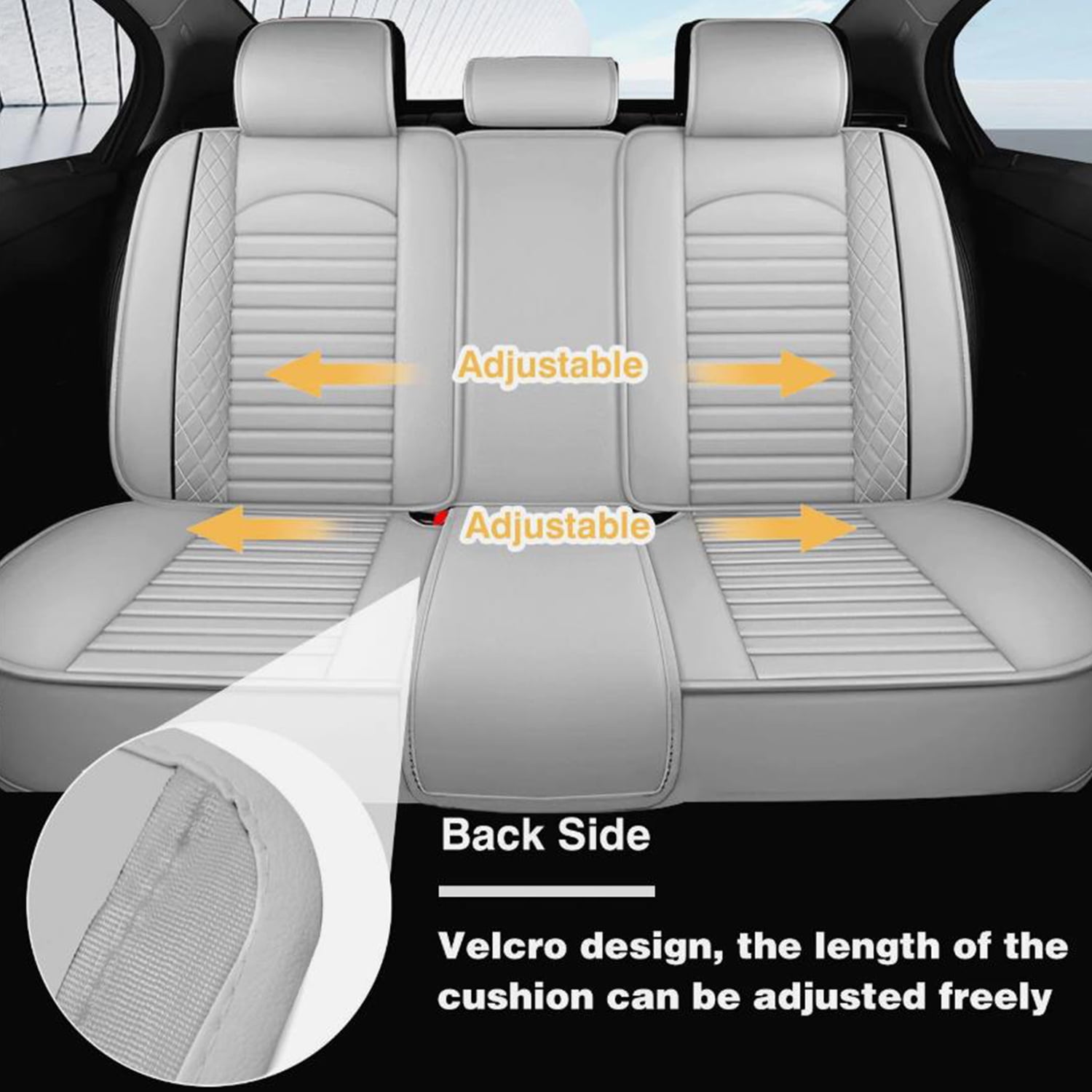 BaiCH Car Seat Covers, Breathable and Waterproof Faux Leather Automotive Seat Covers for Cars SUV Truck Sedan,Universal Anti-Slip Driver Seat Cover with Backrest (Full Seat, Gray)