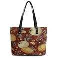 thumbnail image 2 of Autumn Pumpkins Maroon Background Woman Leather Handbags Large Tote Bag Fashion Portable Handbags With Zipper, 2 of 7