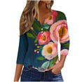 thumbnail image 2 of Xdegoge Women Shirts Clearance Under $10 Women'S 3/4 Sleeve Tops Floral V Neck T Shirts Going Out Trendy Summer Tops 2025 Dressy Casual Blouses Soft Comfy Basic Tees Refund On My Order, 2 of 5