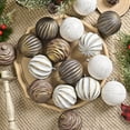 thumbnail image 3 of 16Pcs Vintage Rustic Christmas Ball Ornaments - 3.1" Large Shatterproof Neutral Christmas Ornaments Set Farmhouse Christmas Decor for Xmas Tree Home Party Holiday, 3 of 9