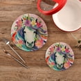 thumbnail image 2 of 2Pcs Unicorn Watercolor Pot Holders, Round Cotton Thread Weave Trivets Pot Holders Set for Pot, Bowl, Hot Dishes, Plates, Coasters Home Decor Gifts, 2 of 7