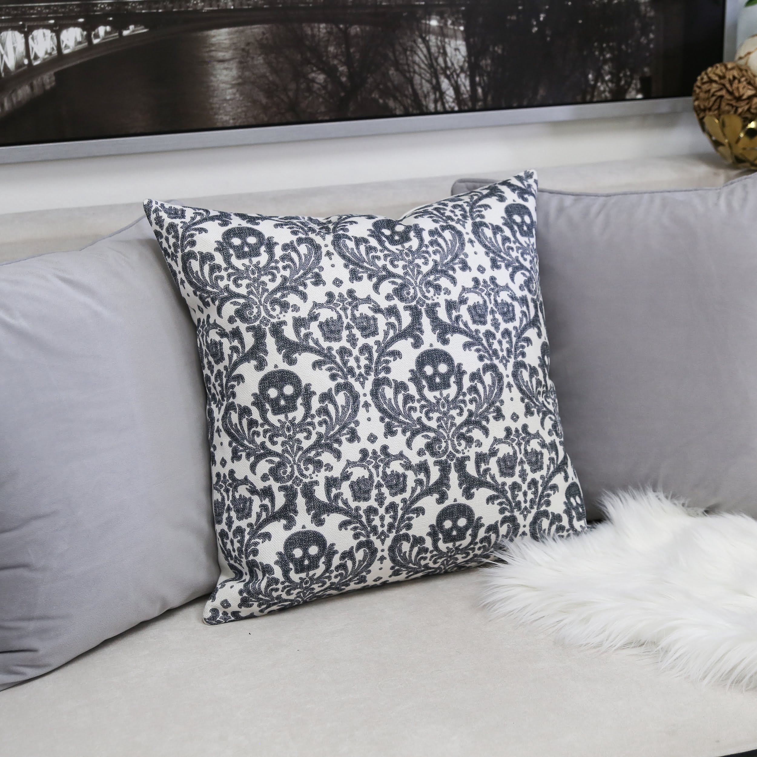 Raven Gray Abstract Polyester 20 in. x 20 in. Throw Pillow (Set of 2)