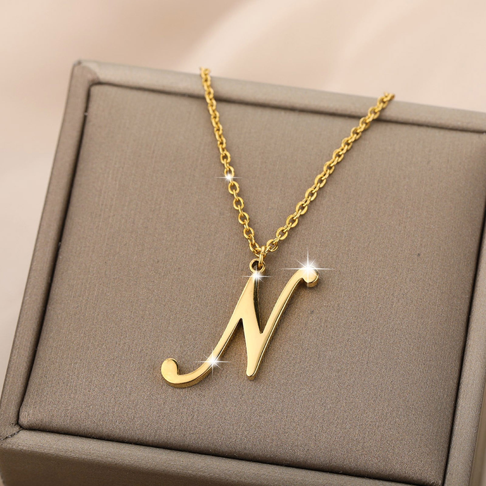  2023 New Capital A To Z Stainless Steel Necklace With English  Letters Melon Seed Button Men And Women Necklace Initial Necklaces For Teen  Girls Jewelry Tassel Necklaces for Women Fashion (