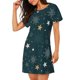 thumbnail image 2 of Fotbe Christmas Snowflake Bata de Dormir para Mujer con Estampado, Camisón de Algodón de Manga Corta, Ropa de Dormir Casual, 2 of 6