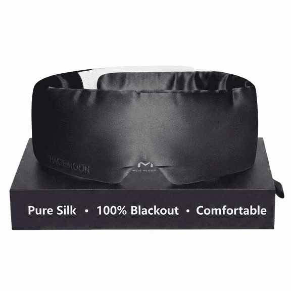 FACEMOON 100% Mulberry Silk Sleep Mask , Light‑Blocking Eye Mask for Sied Sleeper, Nighttime Sleep and Daytime Naps, Blindfold for Women Men,Adult