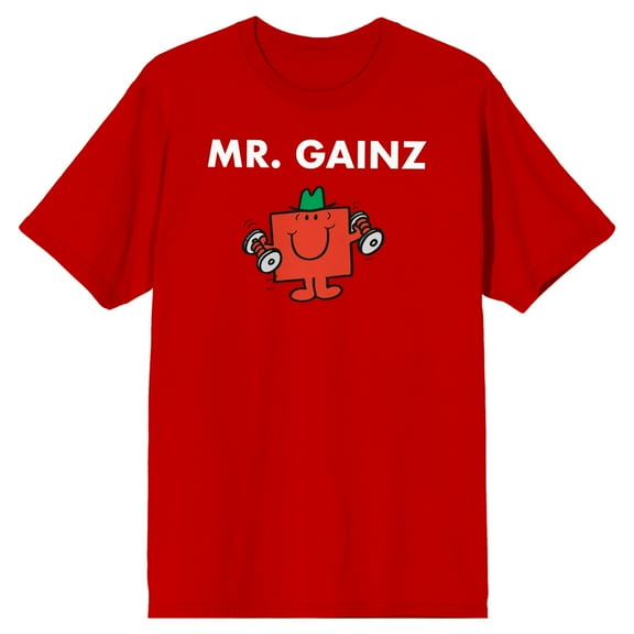 Mr. Men And Little Miss Meme Mr. Gainz Crew Neck Short Sleeve Red Men's T-shirt-Medium