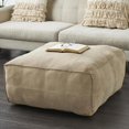 thumbnail image 2 of DecMode Patchwork Low Profile Square Gray Leather Pouf with Patchwork Design, 2 of 11