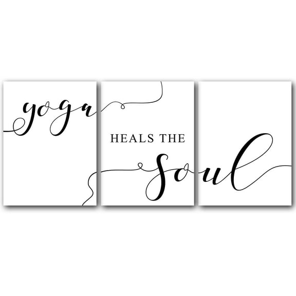Yoga Heals The Soul, Set of 3 Poster Prints, Home Wall Décor, Motivational/Inspirational Quote Prints