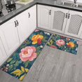 thumbnail image 2 of Pioneer Flower Floral Print Pattern Kitchen Rugs Sets Of 2,Anti Fatigue Kitchen Mat Rugs Non Slip Washable,Decorative Kitchen Floor Mats for Kitchen,Sink,Laundry,17"x30"+17"x47", 2 of 7